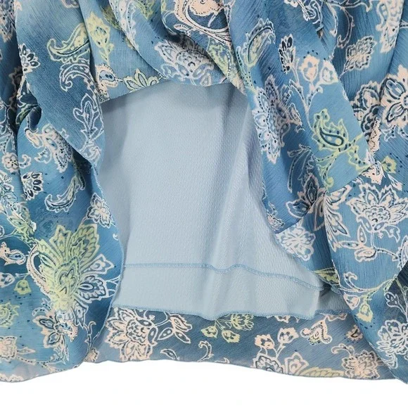 Fairy Dress 16W Dress barn Midi Blue Floral Paisley Ruffle Flutter Sleeve Whimsy - Picture 9 of 11